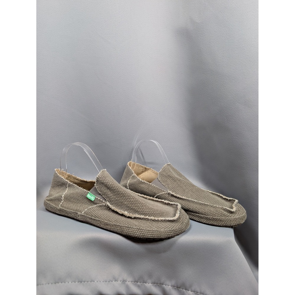 Sanuk Vagabond Slip On Shoes Mens 11 Grey Woven Slip On Sidewalk Surfer Loafers